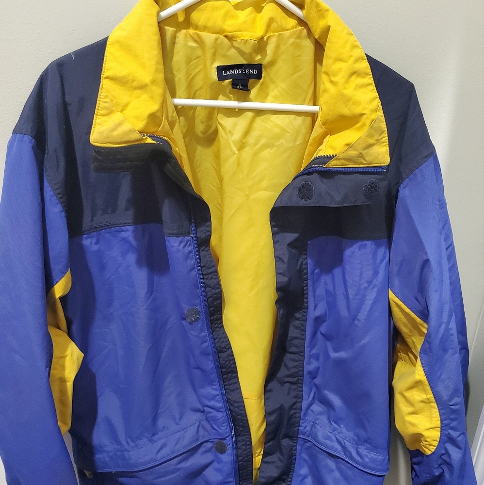 Womens Vintage Lands End Jacket XL 18-20 Blue And Yellow